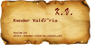 Kender Valéria névjegykártya